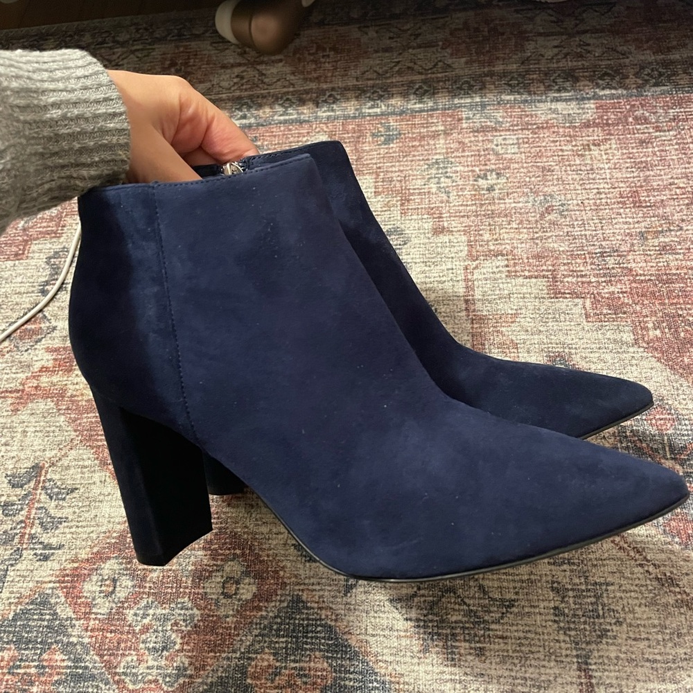 Ivanka trump navy velvet booties